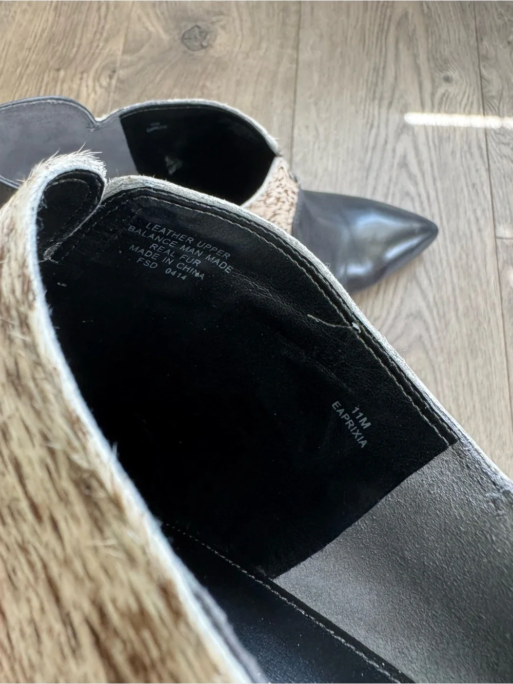 Enzo Angiolini Earrika Black Leather Calf Hair Ankle Booties Size 11M